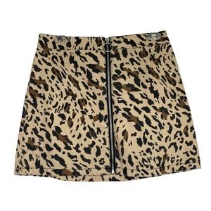 Forever 21 women size Medium animal print multi-colored mini skirt zippered Boho